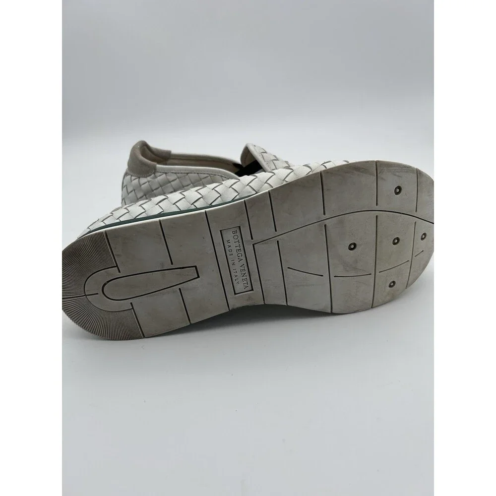 Bottega Veneta White Intrecciato Woven Leather Shoes Mens US 8.5-9 EU 42